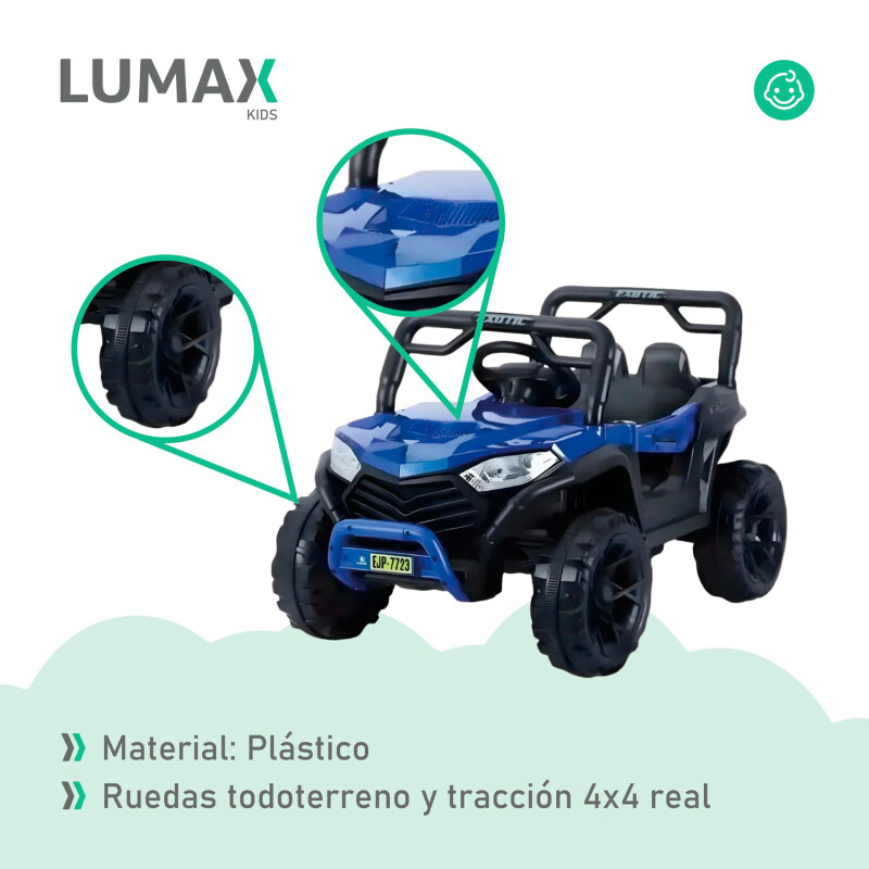 Auto a Batería Lumax 4x4 12V control remoto, USB y Música Azul
