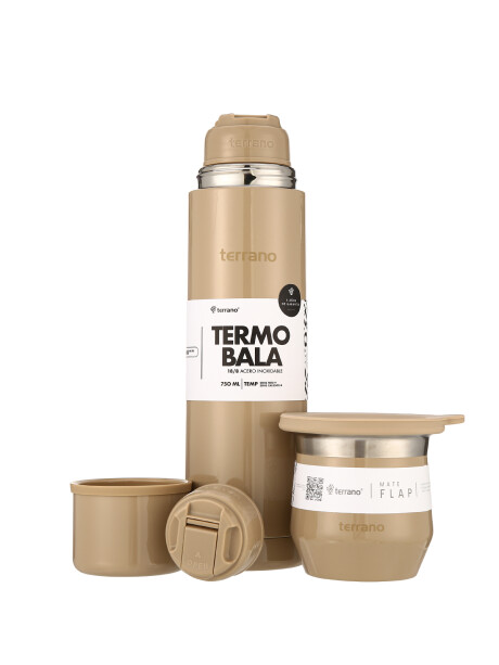 Kit Acero Bala Metalizado - 750mL + Mate Flap Arena