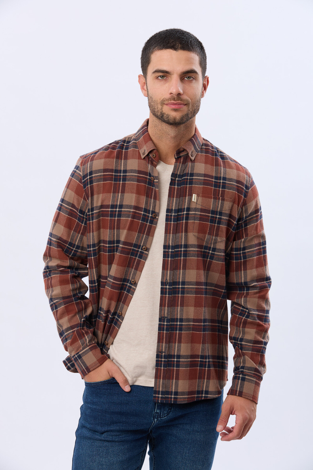 CAMISA DE VIYELA Ladrillo