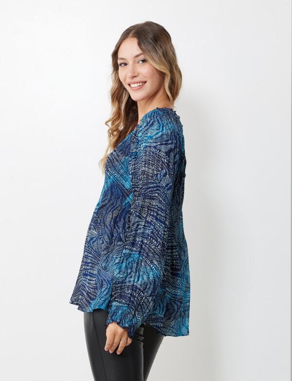 Blusa Plisada AZUL/MULTI