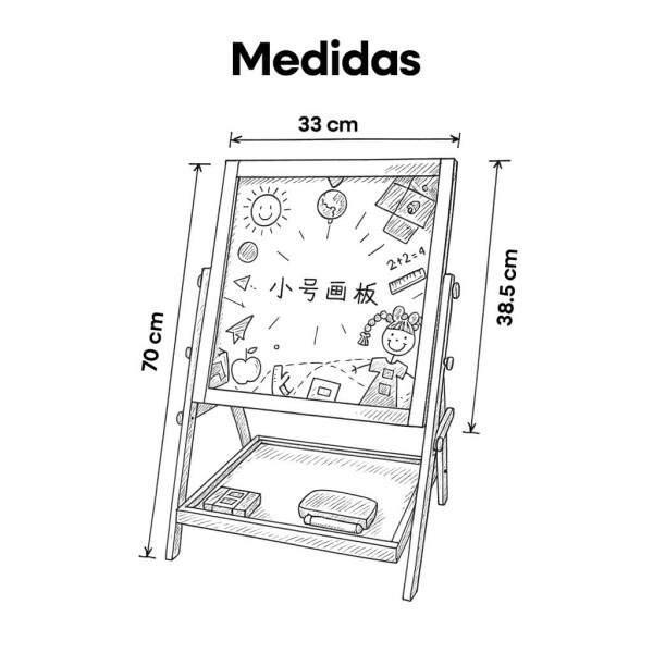 Pizarra 2 en 1 Magnética IMBACK IBK-HMJ066 | Doble Faz, Madera de Pino, Incluye Imanes, Tizas y Marcadores Pizarra 2 en 1 Magnética IMBACK IBK-HMJ066 | Doble Faz, Madera de Pino, Incluye Imanes, Tizas y Marcadores