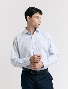 012678 CAMISA HARRINGTON LABEL Blanco/celeste