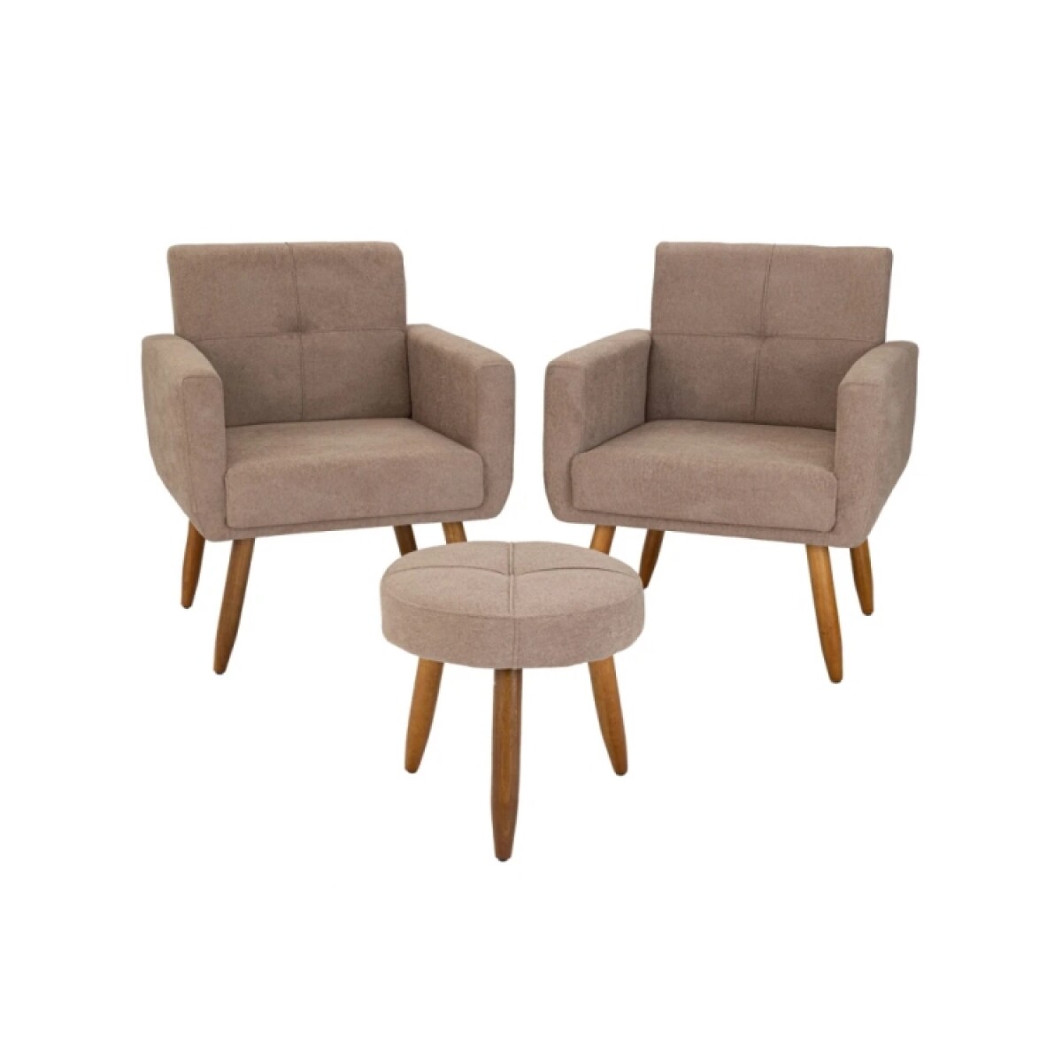 Conjunto Dallas 2 Poltronas + Puff Marron 498 