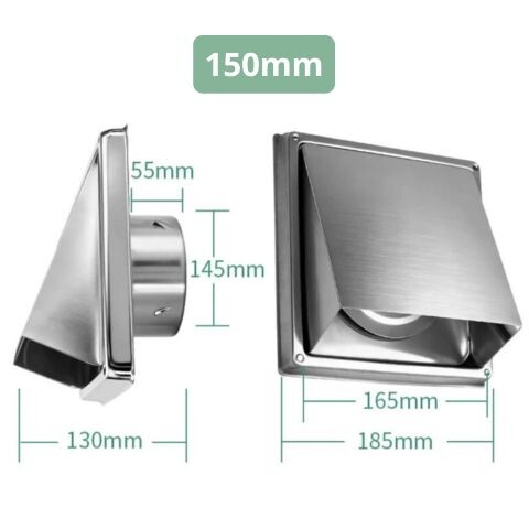 Rejilla de Ventilación Exterior Tipo Campana en Acero Inoxidable (Salida Ø15 cm) Rejilla de Ventilación Exterior Tipo Campana en Acero Inoxidable (Salida Ø15 cm)