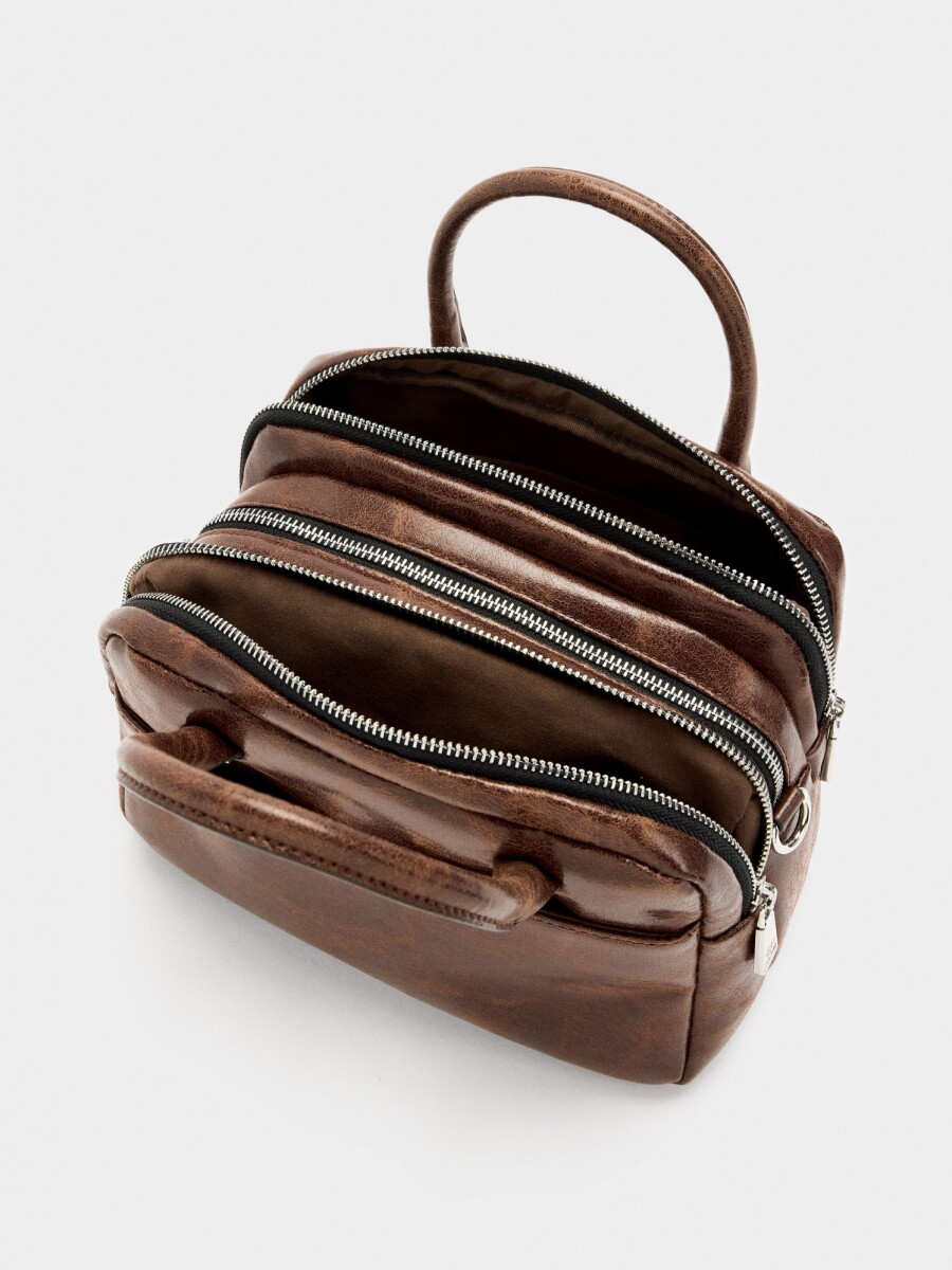 Bolso Bowling Efecto Craquelado marron