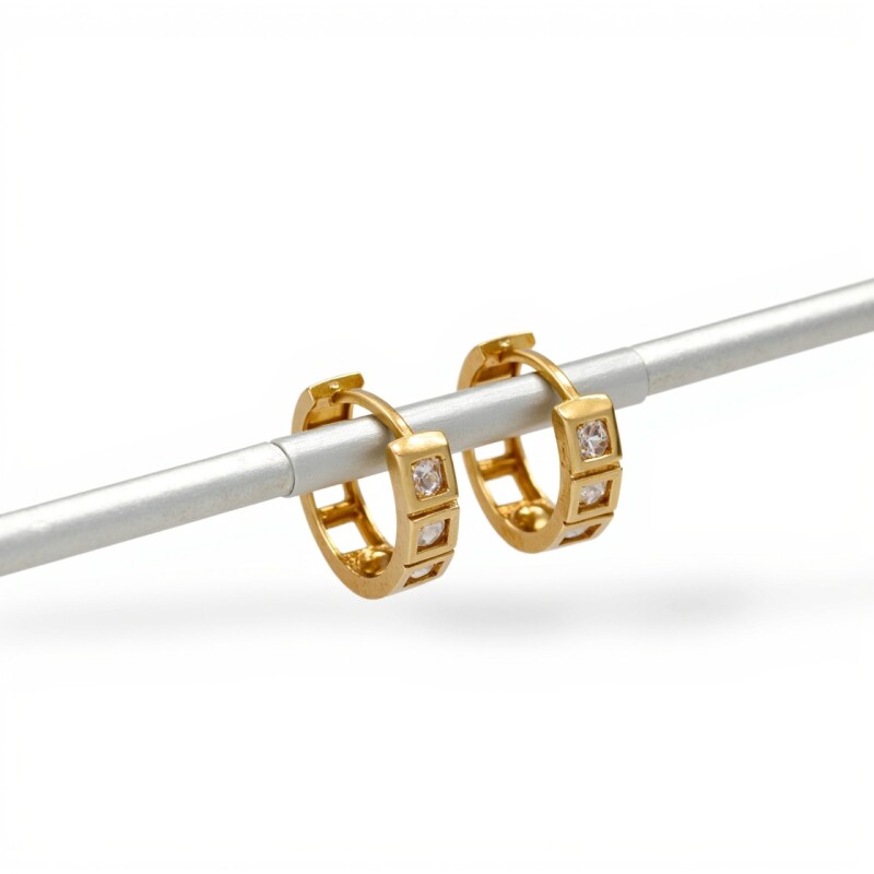 Caravanas Aros de Zirconias oro- Oro bajo - Zirconia - CA8100 conpiedra