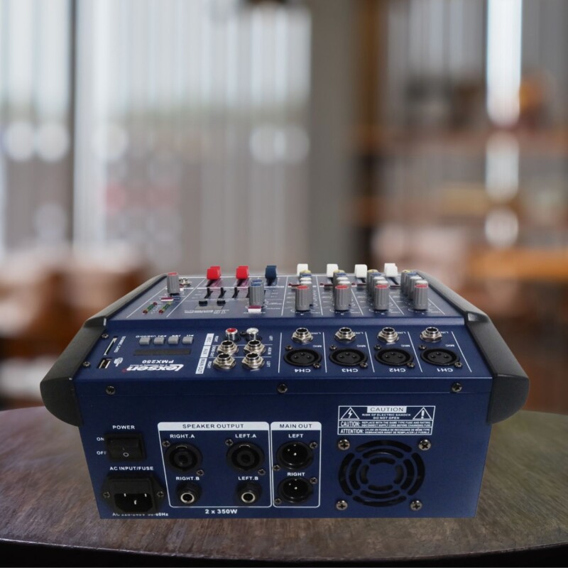 Consola Mixer Potencia Lexsen PMX250 4 Canales 250W con Bluetooth y Efectos Consola Mixer Potencia Lexsen PMX250 4 Canales 250W con Bluetooth y Efectos