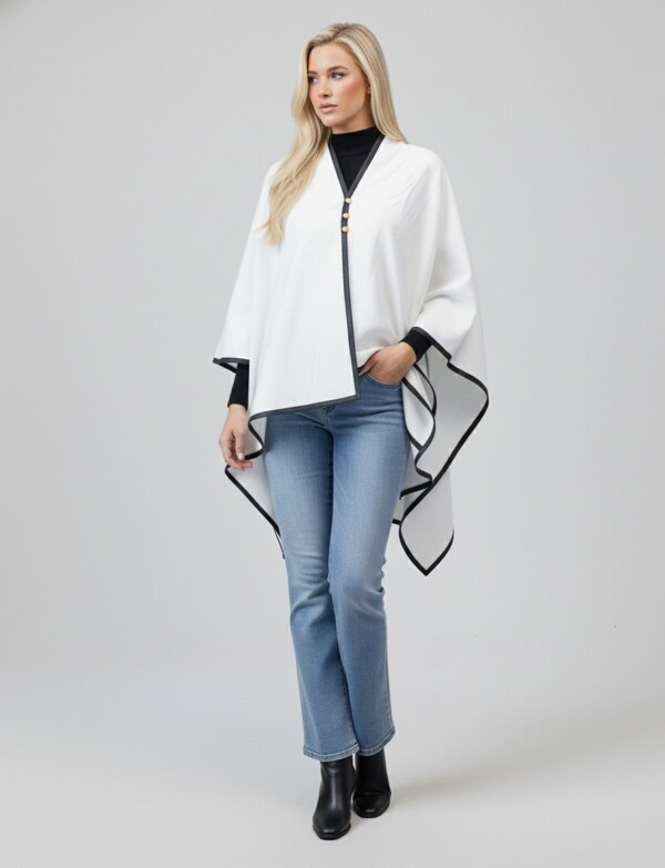 Ruana Botones Ribete CRUDO