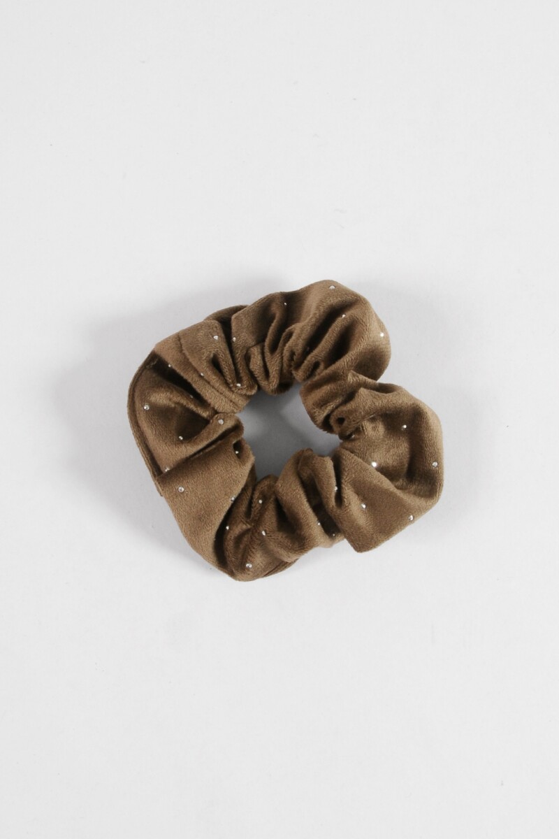 Gomita de pelo con strass marrón
