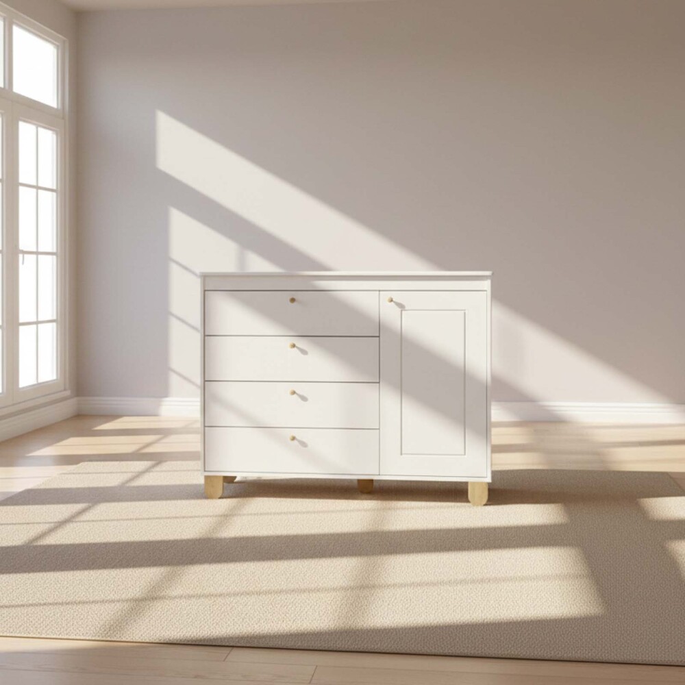 CÓMODA ZUPPY 20086 4C/1P MDF-Y-MADERA NATURAL-BEIGE