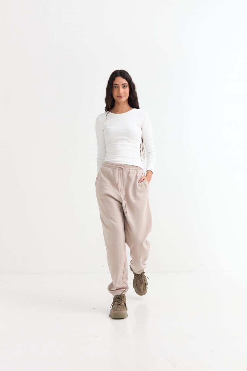 Pantalón jogger felpa BEIGE