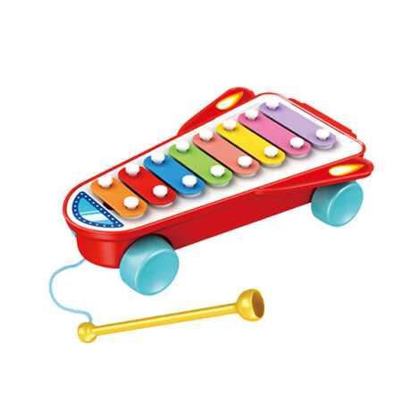 Xilofón Cohete Infantil Musical Didáctico c/Rueditas Huanger Rojo