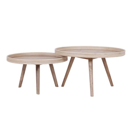 SET MESAS RATONAS MADERA NATURAL-BEIGE MANGO NATURAL