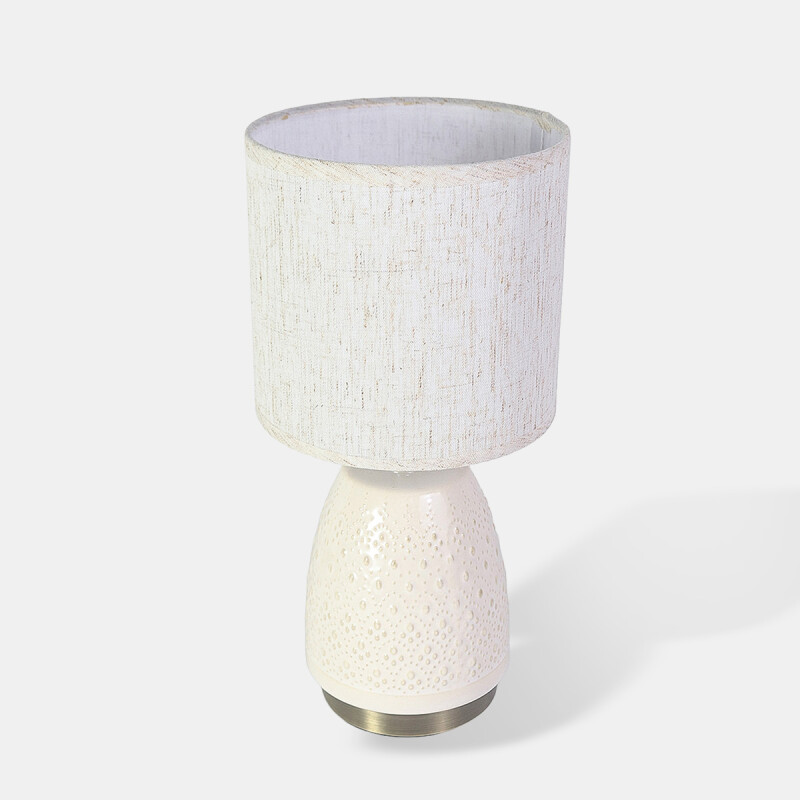 LAMPARA MARFIL C/BASE BEIGE P/MESA 23X35CM Unica