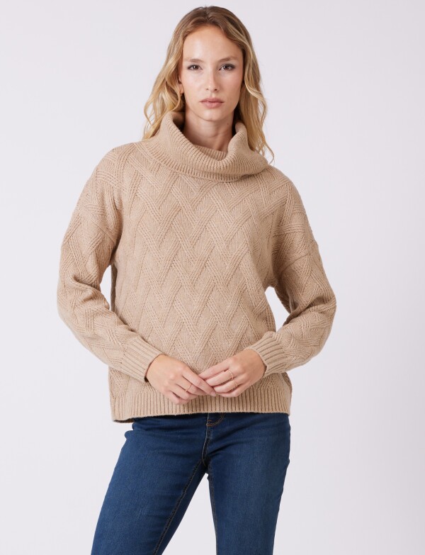 Buzo Cuello Volcado BEIGE