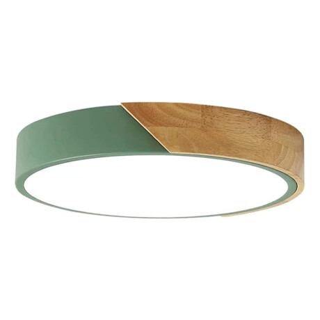 Luminaria Luz Fria Plafon Led Diám 30cm Metal Y Madera Verde