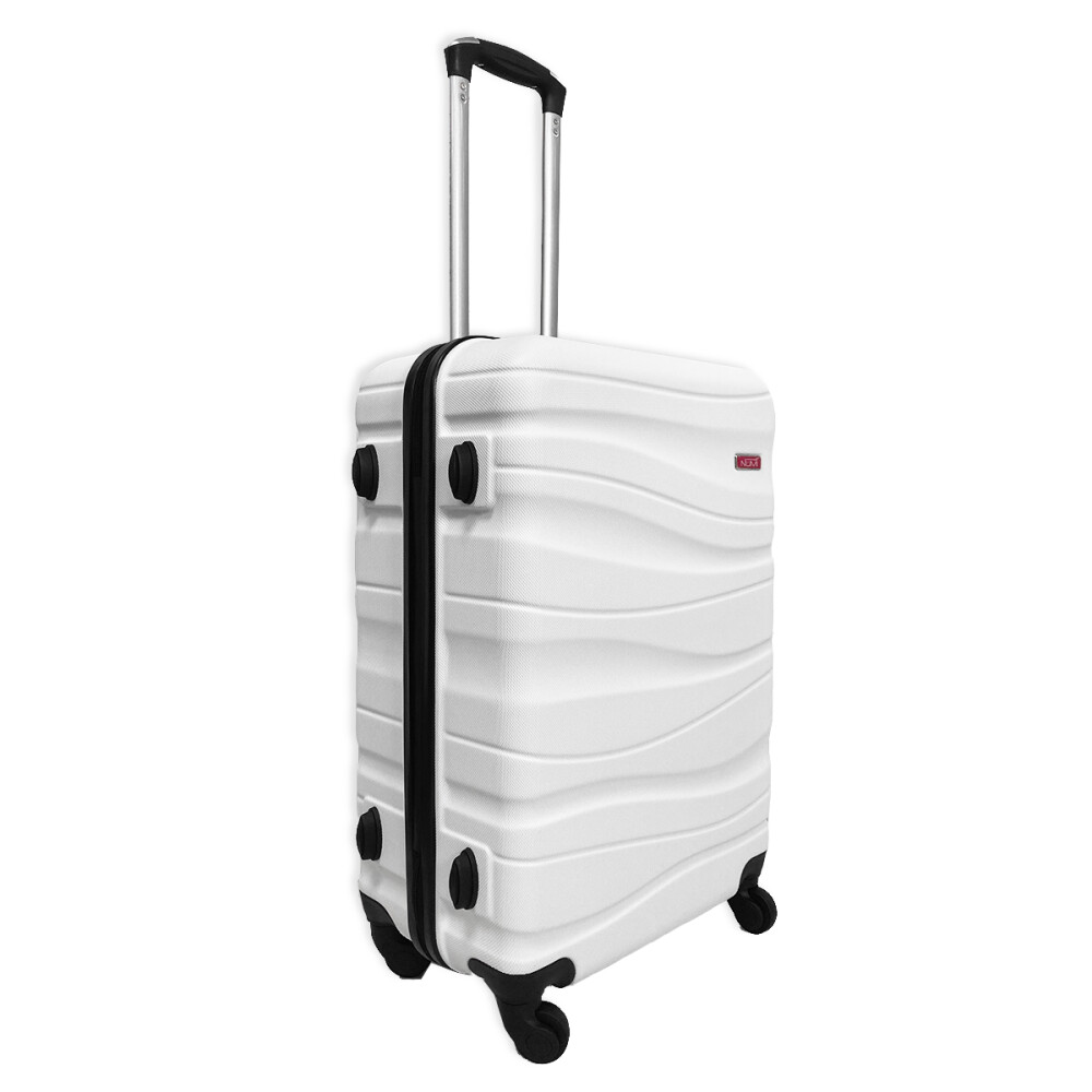 Valija Mediana 4 Ruedas Rígida Mango Telescópico Blanco