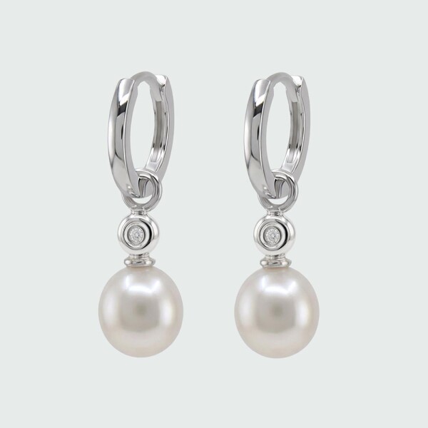 Caravanas Aros Lunea de MOON en plata 925 con brillantes y perlas / PRE-ORDER Caravanas Aros Lunea de MOON en plata 925 con brillantes y perlas / PRE-ORDER