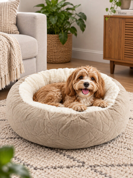 CAMA PERROS OFF WHITE