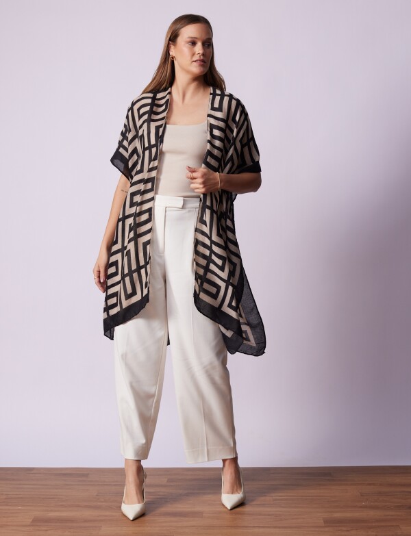 Kimono Geometrico NEGRO/BEIGE