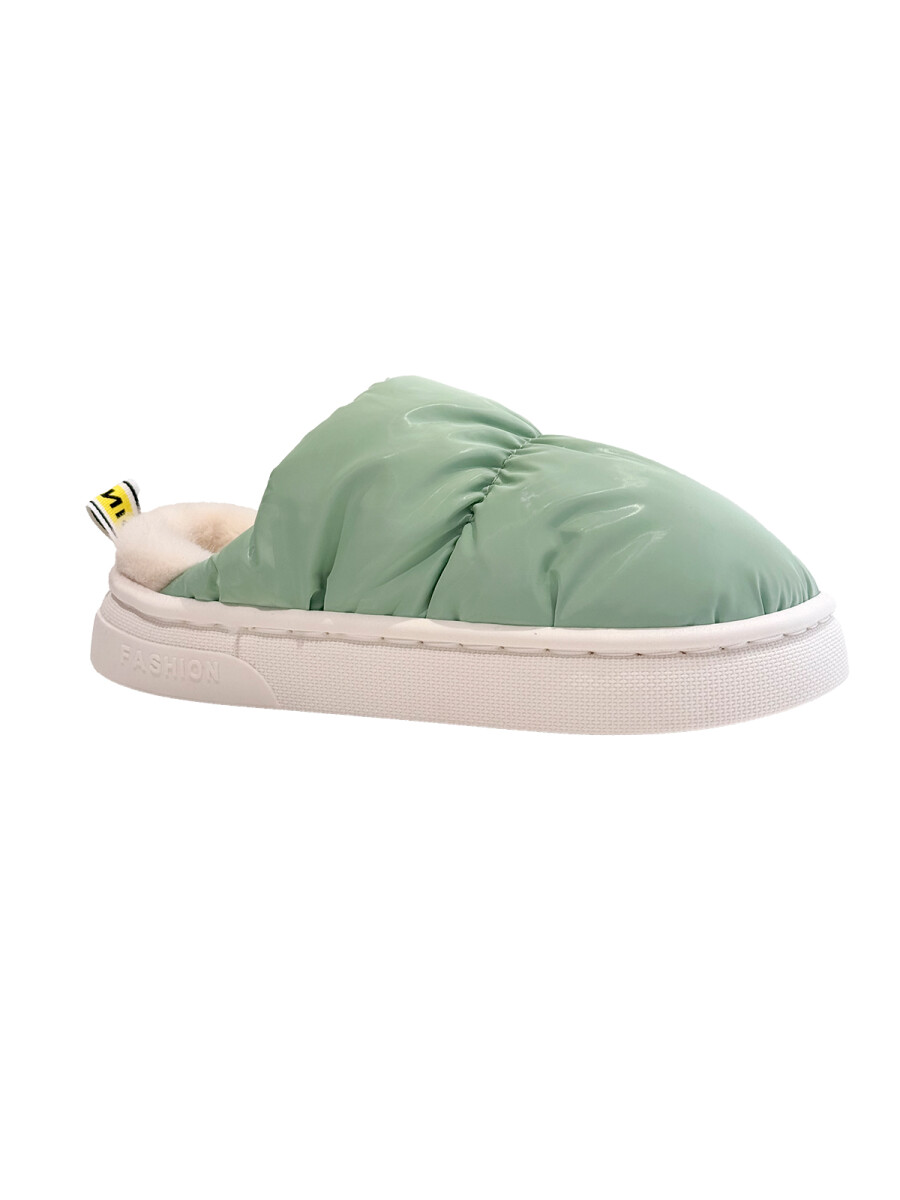 Pantufla De Dama Acolchonada Verde 
