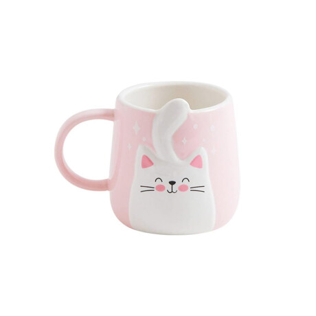 Taza De Cerámica De Diseño Gatito Rosado