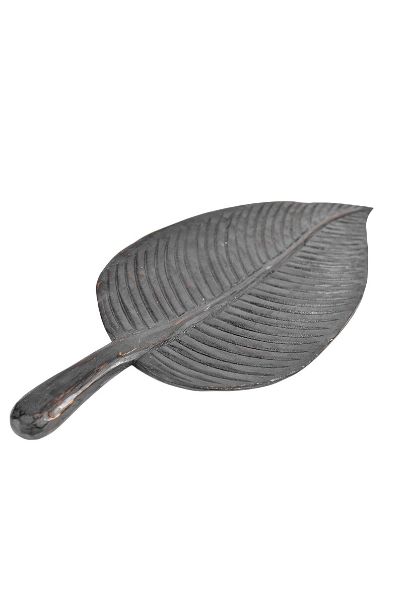 ADORNOS CENTRO DE MESA TROPICAL LEAF BLACK 50X21X3H CM
