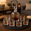 Combo Premium 6 Vasos de Whisky y Decantador de Vidrio con Tapón Redondo Combo Premium 6 Vasos de Whisky y Decantador de Vidrio con Tapón Redondo