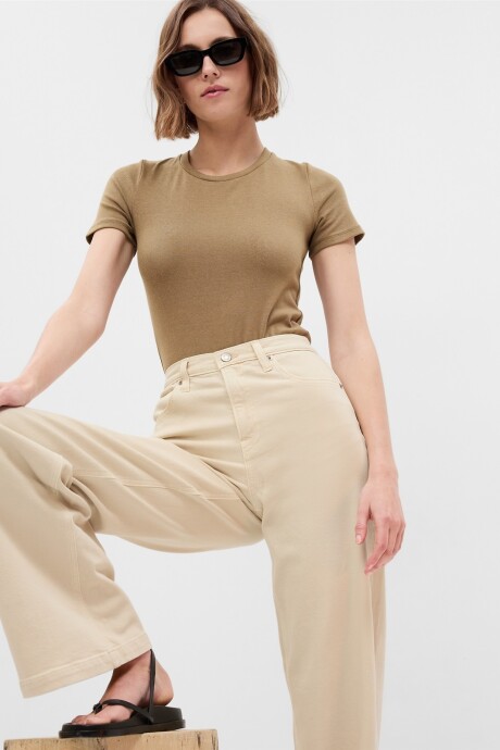 Jean Stride Tiro Alto Mujer Beach Pebble