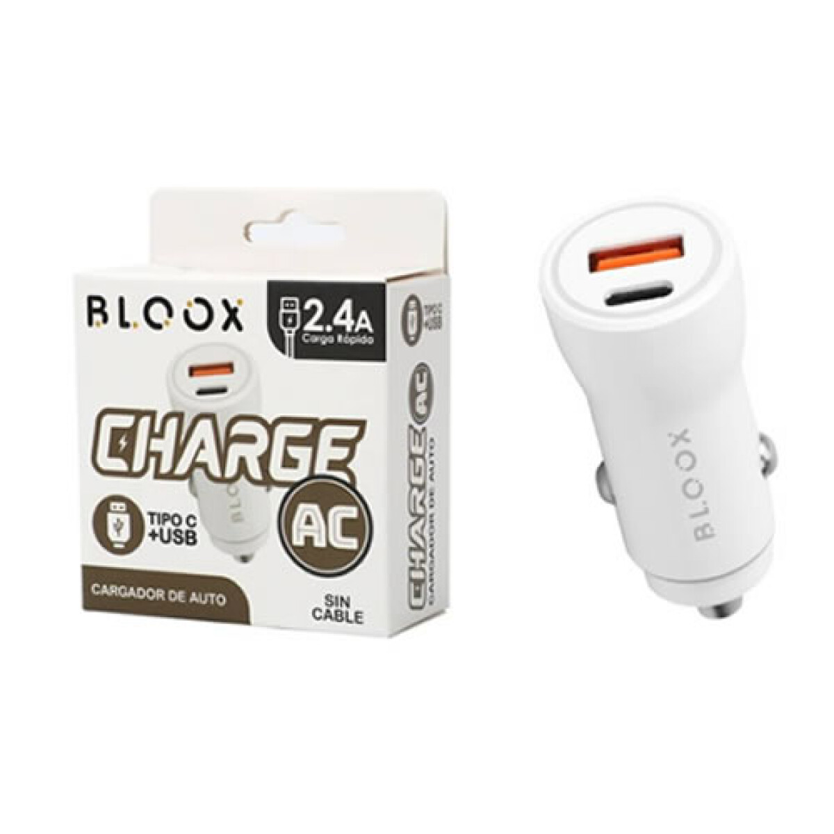 Cargador Auto BLOOX 38W USB A + USB C/PD (sin Cable) 