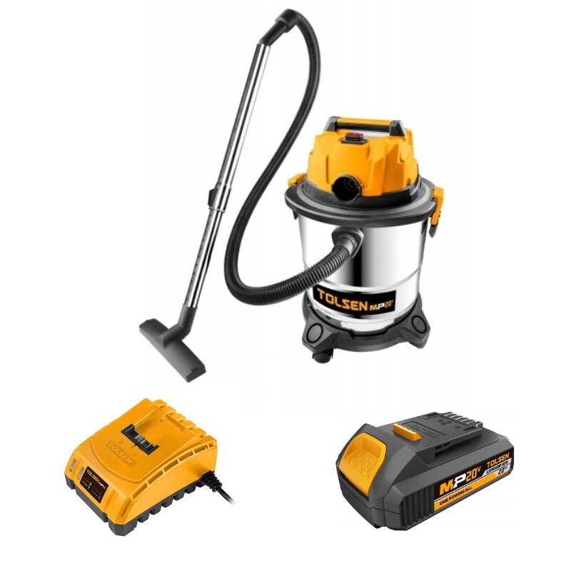 TOLSEN COMBO ASPIRADORA LI-ION 20V 20 LITROS + BATERIA 2.0 & Tolsen Aspiradora Li-ion 20v 20 Litros (*)