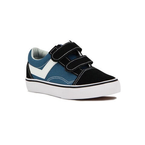 Pony Kids Champion Casual Old School Canva-Suede C/Velcro / Navy-Black Marino-Negro