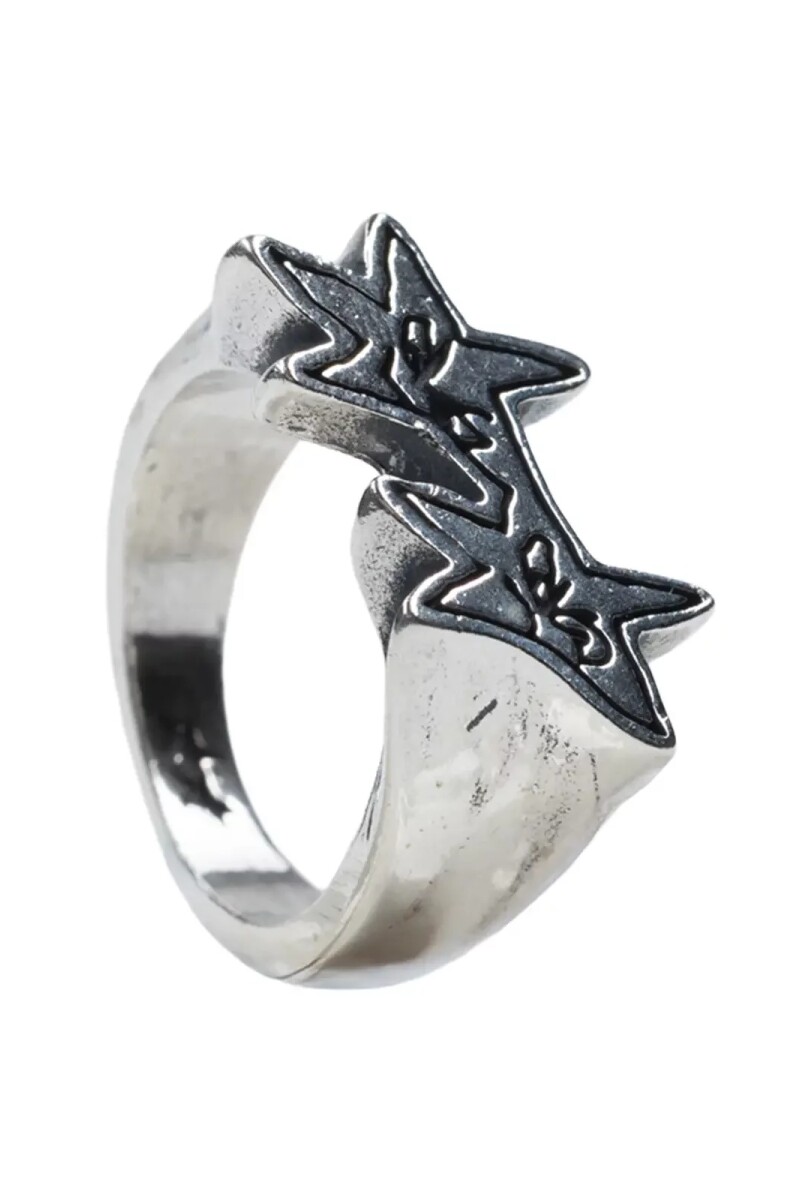 Sketchy Stars Ring Plata