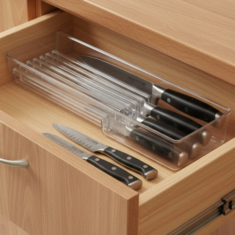 Cubiertero organizador de cuchillos 42x13x6 cm TRANSPARENTE
