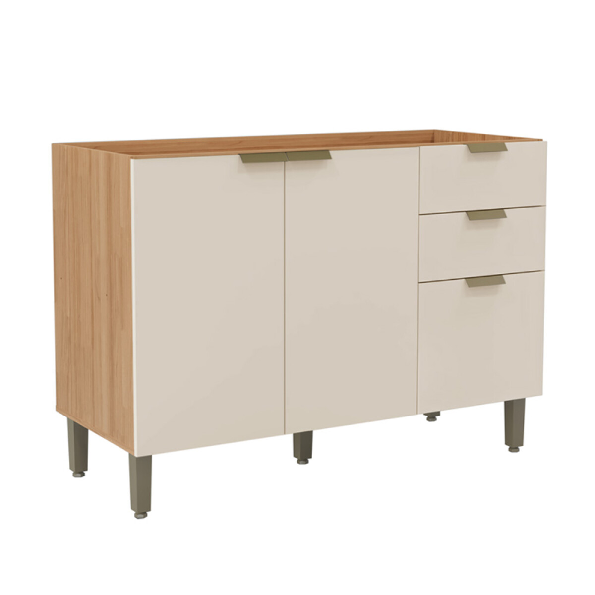 LINEA- BAJO MESADA 2 PUERTAS 3 CAJONES MDF SELENE 120 CM 