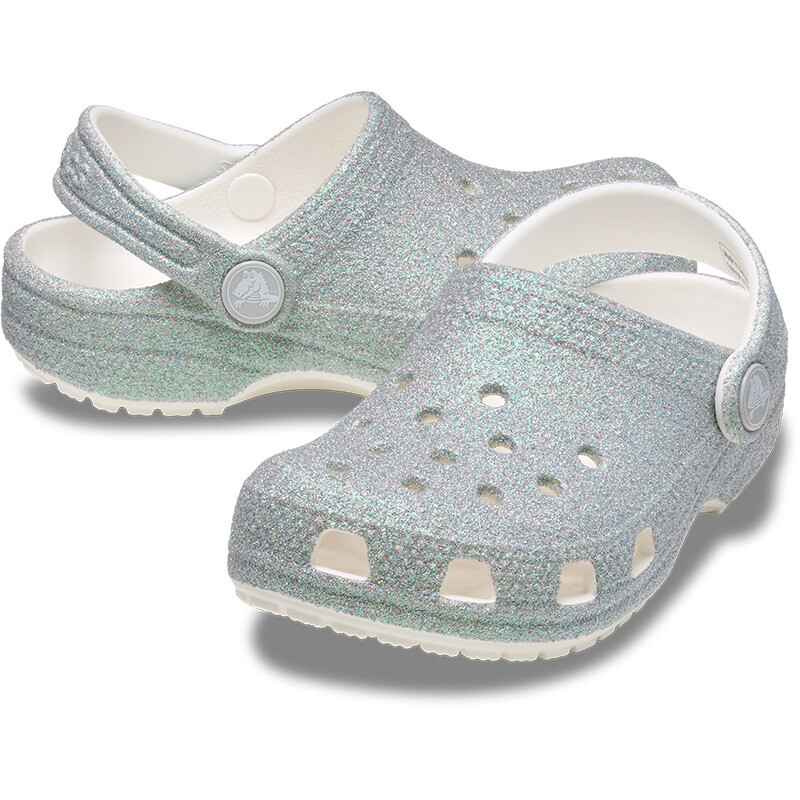 Classic Clog Iridescent Glitter Blanco