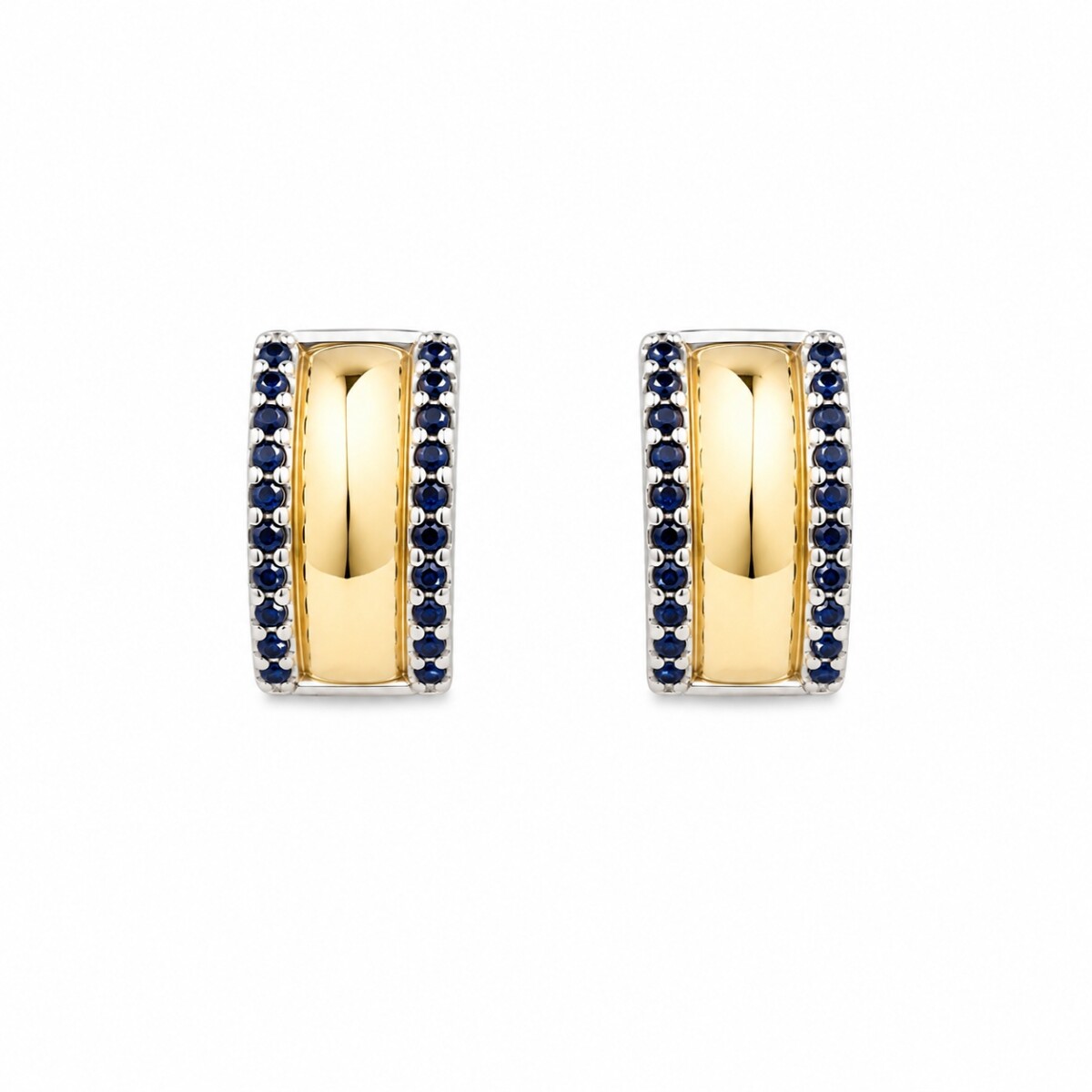 Caravanas Medio Aro Zafiro- Plata y Oro - CA8488 - sinpiedra 