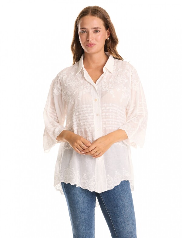 Camisa Algodon Broderie CRUDO