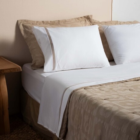 JGO SÁBANAS SUPER KING ALGODON NATURAL-BEIGE BAND 200H BEIGE