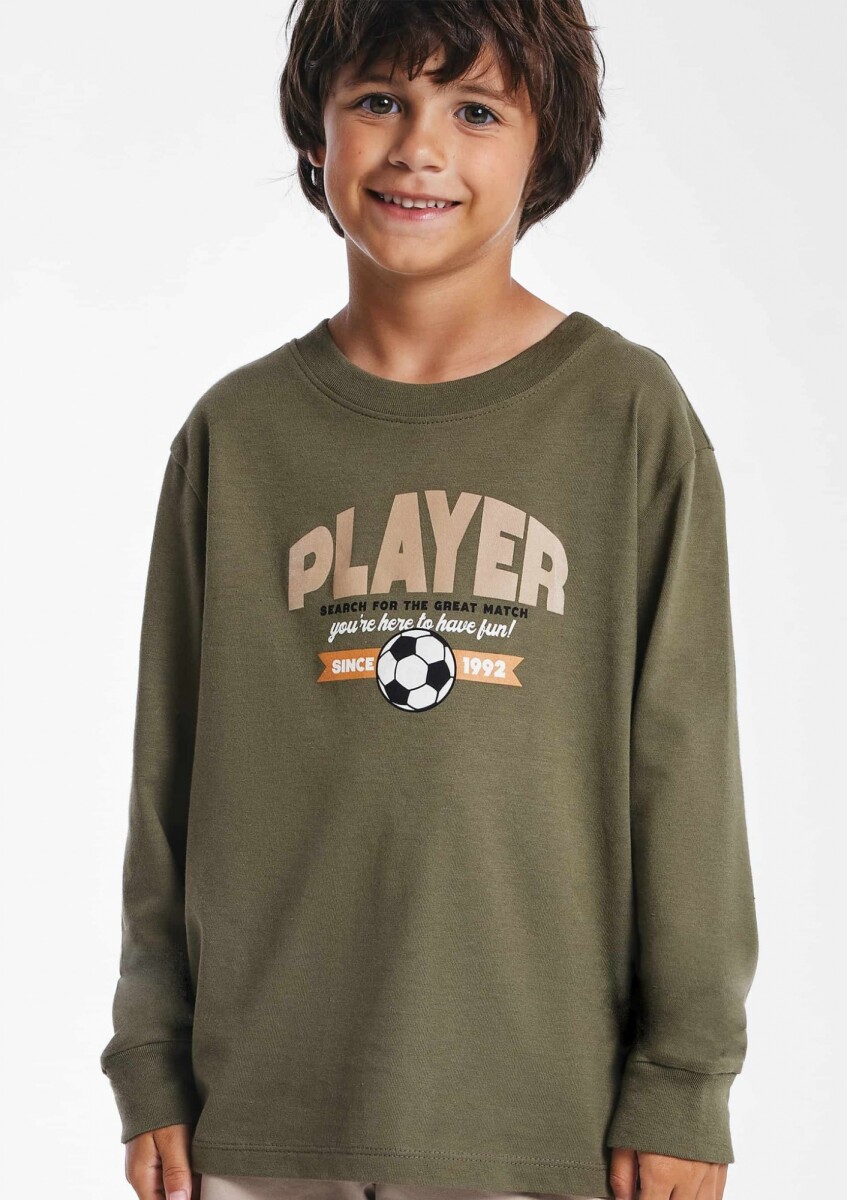 CAMISETA MANGA LARGA INFANTIL CON ESTAMPA - VERDE 