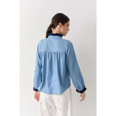 Blusa Swim Jean Crochet Celeste