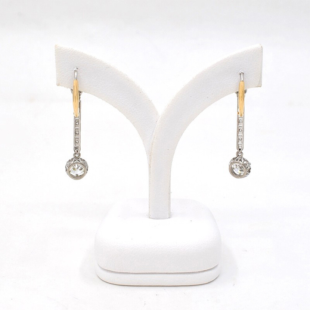 Caravanas Antiguas En Oro 18K, Brillantes Y Diamantes Caravanas Antiguas En Oro 18K, Brillantes Y Diamantes