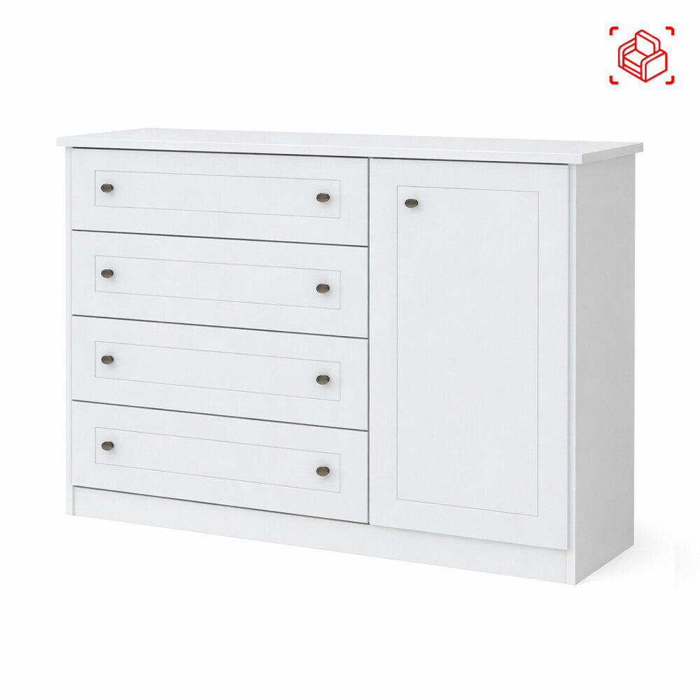 COMODA CAJONERA MDF-Y-MDP BLANCO AMERICANO