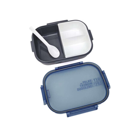 Vianda con division, tapa y cuchara Azul