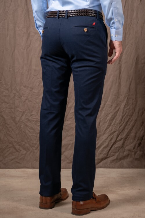 Pantalón gabardina slim Azul marino