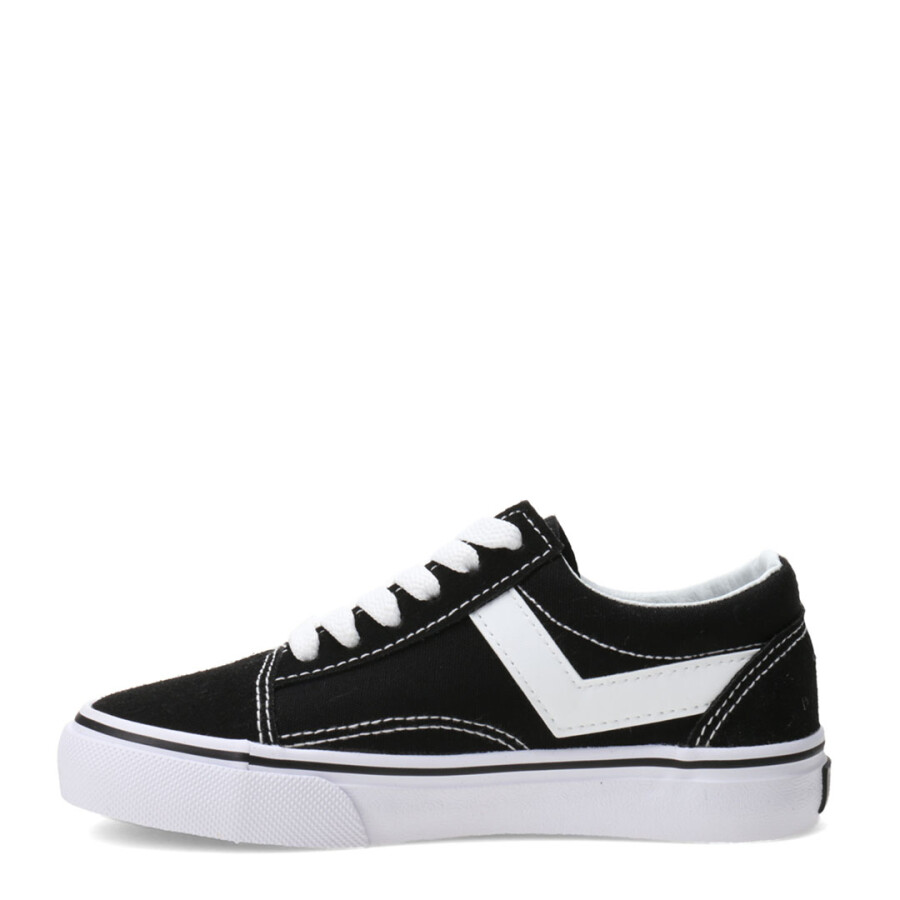 Championes de Niños PONY Casual Lona Gamuza Negro - Blanco