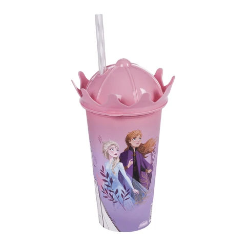 Vaso Plástico Milk Shake con Forma y Pajita Frozen 500 ml U