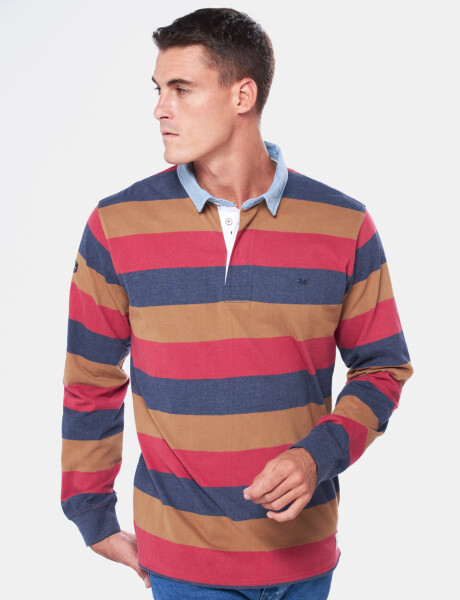 REMERA POLO RAYADA Ladrillo