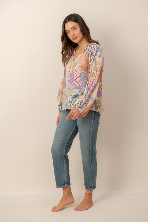Blusa Mosaico Patchwork multicolor