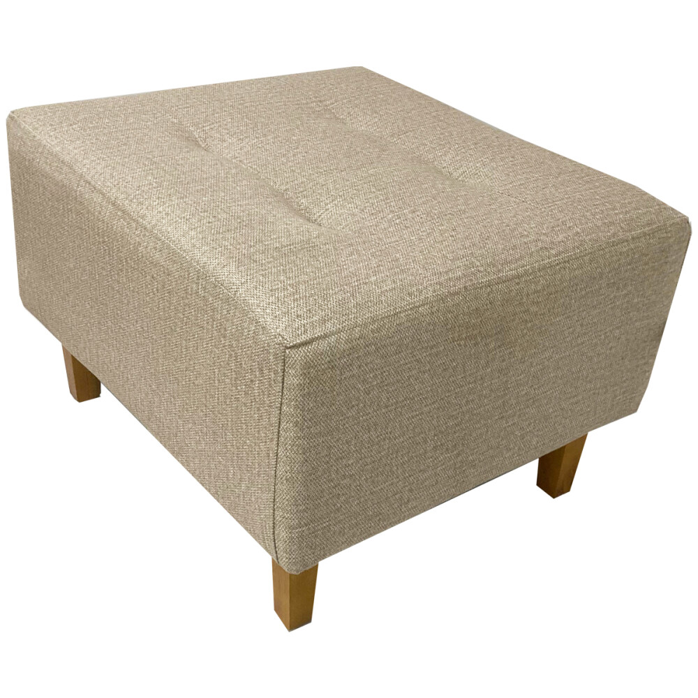 Puff tela y patas de madera Beige
